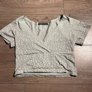 Brandy Melville mint floral wrap Amara top